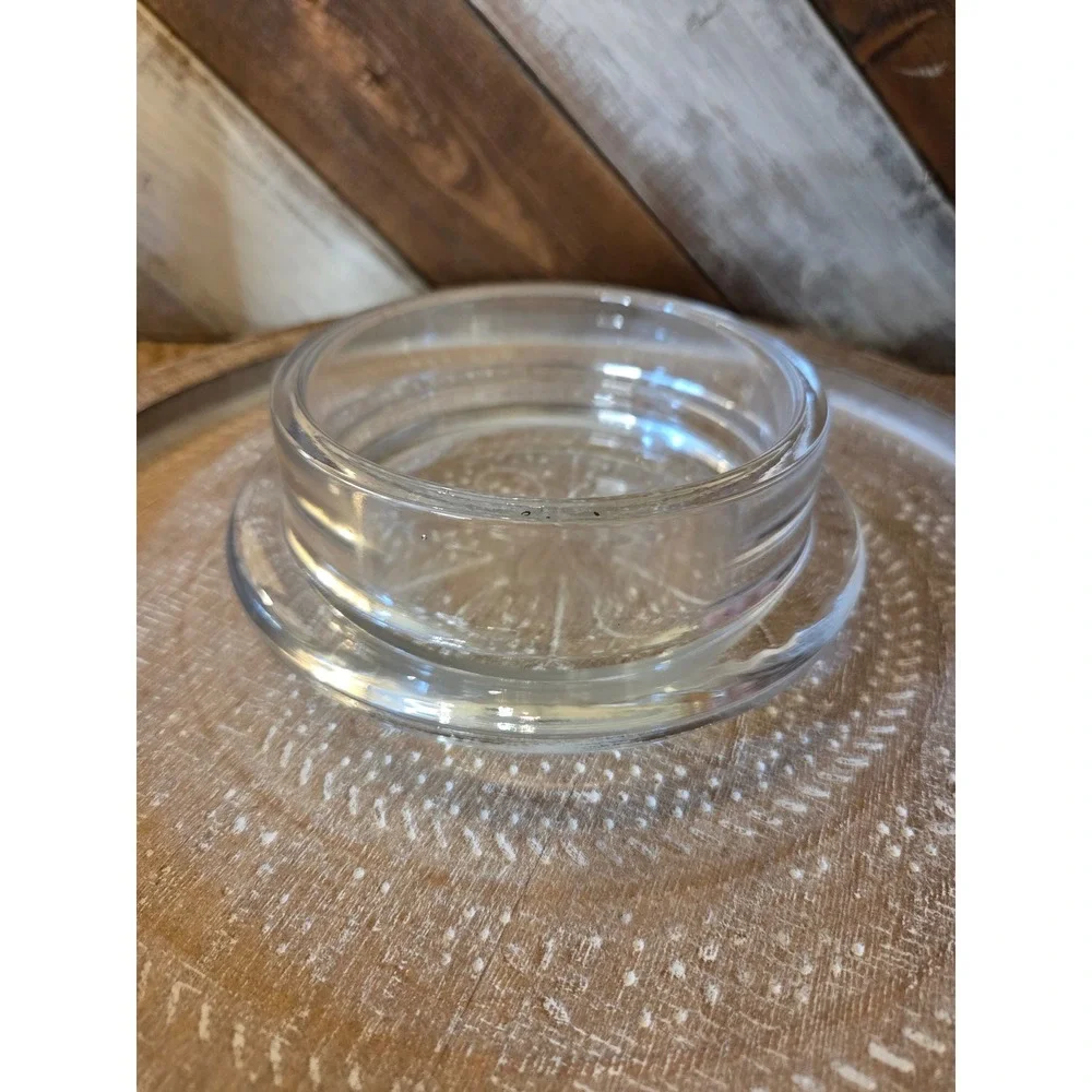 Hand Painted Floral Glass Butter Dish Domed Cloche Lid Clear 2 Piece Set Cottage